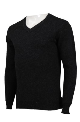 JUM047 製作黑色緊身V領毛衫 16s 100％羊仔毛 毛衫專門店