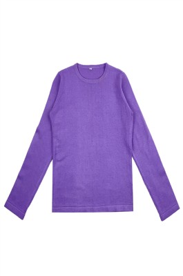 訂購女裝長袖針織毛衫  設計紫色圓領淨色毛衫 毛衫供應商 JUM062