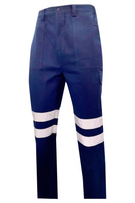 網上下單訂做男裝長褲工作服  訂購雙條反光帶  物流運輸  地盤 雙側袋口  寶藍色工作褲 SKWK111