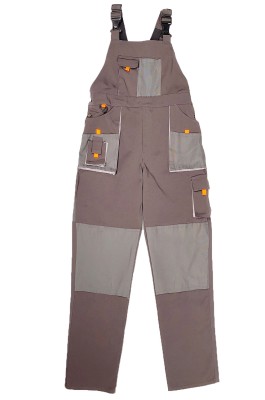 訂做灰色吊帶背心工作褲   時尚設計多口袋彈性鬆緊腰設計  維修工作服製衣廠  SKWK113