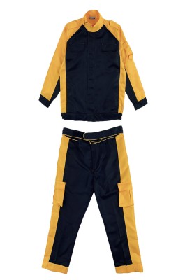 大量供應黃色拼黑色工作服   時尚設計長袖汽車美容套裝  汽車維修供應商 SKWK116