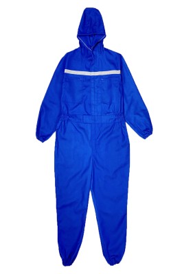 大量訂購長袖藍色反光條工作服   時尚設計連身耐磨連帽維修工作服  工作服供應商 SKWK123