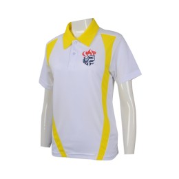 P976 製造撞色領polo恤款式   設計女裝polo恤款式  訂造度身polo恤款式  polo恤廠房     白色撞色螢光黃領 P976 製造撞色領polo恤款式   設計女裝polo恤款式  訂造度身polo恤款式  polo恤廠房     白色撞色螢光黃領