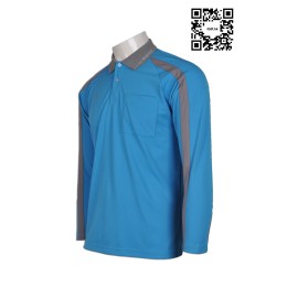 P476 長袖拉捆polo衫 在線訂購 胸袋polo衫 後背個性印花polo衫 長袖polo衫網站    天藍色 P476 長袖拉捆polo衫 在線訂購 胸袋polo衫 後背個性印花polo衫 長袖polo衫網站    天藍色