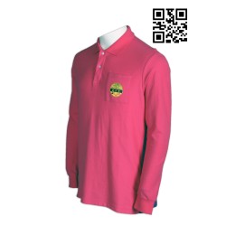 P598訂造長袖Polo恤  設計拼接Polo恤 非牟利慈善團體 衫底腰叉撞色 網上下單Polo恤 Polo恤專門店     桃紅色 P598訂造長袖Polo恤  設計拼接Polo恤 非牟利慈善團體 衫底腰叉撞色 網上下單Polo恤 Polo恤專門店     桃紅色