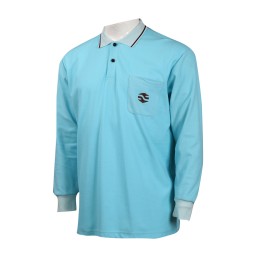 P1006 訂做藍色長袖男裝Polo恤 撞色領  Polo恤製衣廠     天藍色撞色淺藍色 P1006 訂做藍色長袖男裝Polo恤 撞色領  Polo恤製衣廠     天藍色撞色淺藍色