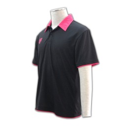 P190  polo恤批發 polo shirt 設計圖    黑色    撞色領桃紅色 P190  polo恤批發 polo shirt 設計圖    黑色    撞色領桃紅色