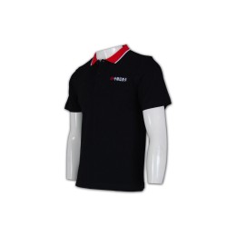 P265翻領衫訂做 扁機撞色 1間 翻領衫工廠     黑色  撞色領紅色 P265翻領衫訂做 扁機撞色 1間 翻領衫工廠     黑色  撞色領紅色