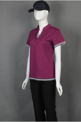 iG-BD-CN-072 订购紫色女款餐饮制服 设计袖子横间纹厨师制服 厨师制服中心