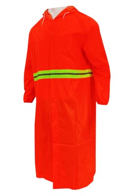 網上下單訂購環衛工人長褸雨衣  訂製加厚防水拉鏈鬆緊袖口 螢光橙雨衣供應商  ISO 22958:2005  ,  認證要求 SKRT056