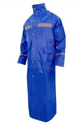 大量訂購加厚環衛工人長褸雨衣  訂做防水長褸反光條 藍色雨衣供應商 ISO 22958:2005  ,  認證要求 SKRT057