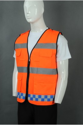 iG-BD-CN-075 来样订制橙色V领拉链外套工业制服 订制反光条多口袋工业制服 工业制服中心
