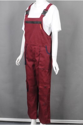 iG-BD-CN-006 制造女装红色背带工业制服  设计多袋工业制服 工业制服供应商