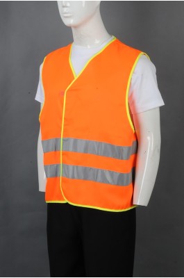 iG-BD-CN-076 来样订制橙色V领工业制服  安全背心外套  设计魔术贴外套 反光条工业制服 工业制服供应商