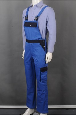 iG-BD-CN-079 订制蓝色连体背带裤工业制服  设计卡扣牢固 长袖POLO恤 多口袋工业制服 工业制服中心