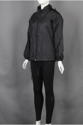 iG-BD-CN-183 订制黑色风衣连帽抽绳团体制服 设计紧身长裤团体制服 团体制服生产商