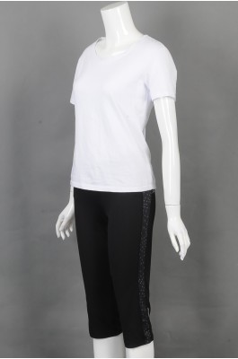 iG-BD-CN-176 设计五分紧身裤运动套装 订制白色圆领T恤团体制服 团体制服供应商