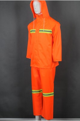 iG-BD-CN-129 网上下单订购橙色长袖套装雨褛制服 设计连帽反光条雨褛制服 雨褛制服生产商