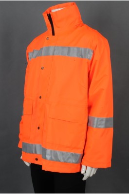 iG-BD-CN-126 来样订制橙色长袖拉链外套雨褛制服 设计橡筋袖口雨褛制服 雨褛制服生产商