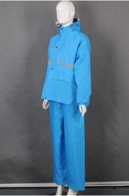 iG-BD-CN-124 订制蓝色长袖套装雨褛制服 设计单条反光条雨褛制服 雨褛制服专门店
