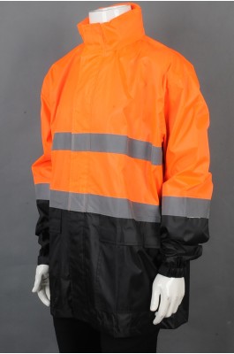 iG-BD-CN-051 订制长袖拼接雨褛制服 设计魔术贴袖口雨褛制服 雨褛制服中心