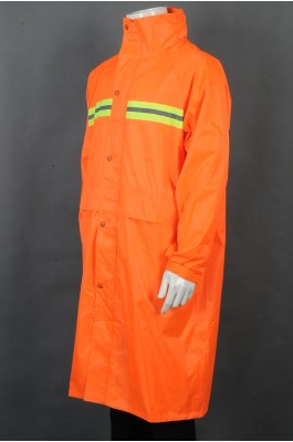 iG-BD-CN-050 订制橙色过膝雨褛制服 设计橡筋袖口雨褛制服 雨褛制服供应商