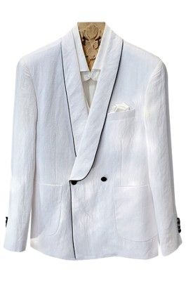 SKMS050    白色亞麻修身小西裝外套    男士韓版   潮流休閒   時尚西服上衣   白色亞麻夾克