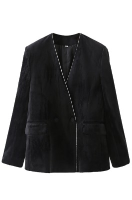 SKLS057    訂做天鵝絨長袖黑色百搭西裝外套    棒球服   夾克    西服上衣  