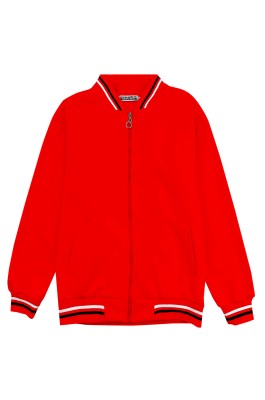 大量訂做紅色棒球褸  時尚設計拉鏈款式棒球褸  棒球褸製衣廠 700G 金絲絨  65%Cotton  35%Polyester SKBJ010