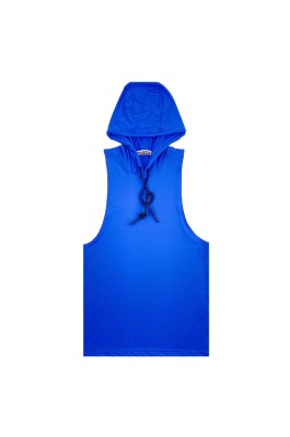 製造彩藍色連帽運動背心  個人設計透氣吸濕排汗運動修身背心  運動背心供應商 GB1-3018 SKTAFC010