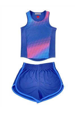 設計寶藍色拼色運動背心    訂製田徑服套裝女款  潮流運動服裝 簡約有型  32-2205   SKTAFC012