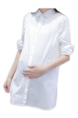SKUFPW019 大量訂製工作襯衫孕婦裝  設計長袖長款孕婦裝  孕婦裝供應商