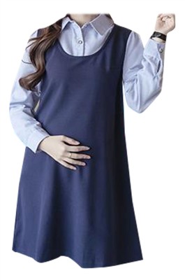 SKUFPW022 製造長袖連身裙孕婦裝 時尚設計翻領連身裙孕婦裝 孕婦裝供應商