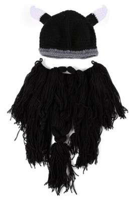 訂做手工帽  時尚設計派對搞怪長鬍鬚毛線海盜牛角帽  牛角帽中心 SKCHT005