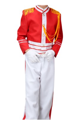 大量訂做中小學生軍樂隊服   供應儀仗隊表演服 紅色 升旗手服供應商  SKFRS006
