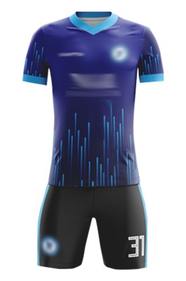 訂製團隊足球服  設計V領撞色袖吸濕排汗足球服套裝足球供應商 FJ013
