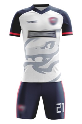製造比賽足球服 設計V領整件LOGO吸濕排乾足球服套裝 足球服套裝中心  FJ017
