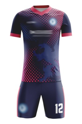 製造球隊足球服  自訂熱升華LOGO 領短袖足球服足球服套裝中心 FJ019