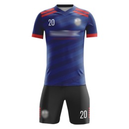 大量訂製間條足球服 設計V領橡筋腰圍2色短褲 足球服套裝供應商  FJ020 大量訂製間條足球服 設計V領橡筋腰圍2色短褲 足球服套裝供應商  FJ020