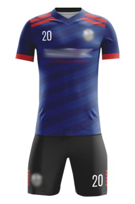大量訂製間條足球服 設計V領橡筋腰圍2色短褲 足球服套裝供應商  FJ020