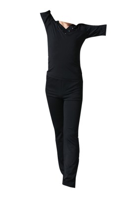 訂造拉丁舞比賽舞蹈服 設計淨色V領舞蹈服 舞蹈服套裝供應商 SKDO001