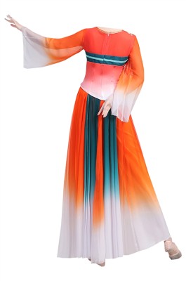 訂購古典舞演出服  飄逸新款中國風仙女現代舞蹈服裝   扇子長裙  藝考  獨舞  SKDO005