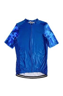 訂做短袖拉鏈款式牛奶絲單車衫   設計藍色印花競賽單車衫 單車衫製衣廠  SKCSCP009