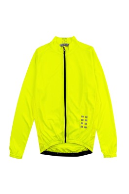 製造長袖彈力透氣螢光黃單車衫  設計吸濕排汗 反光設計 下擺防滑  單車衫供應商 SKCSCP022