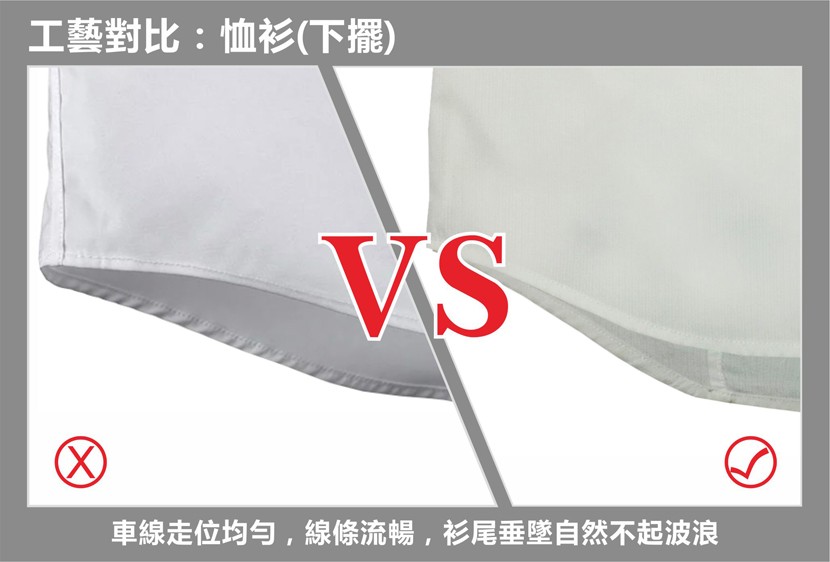 工藝對比:恤衫(下擺)