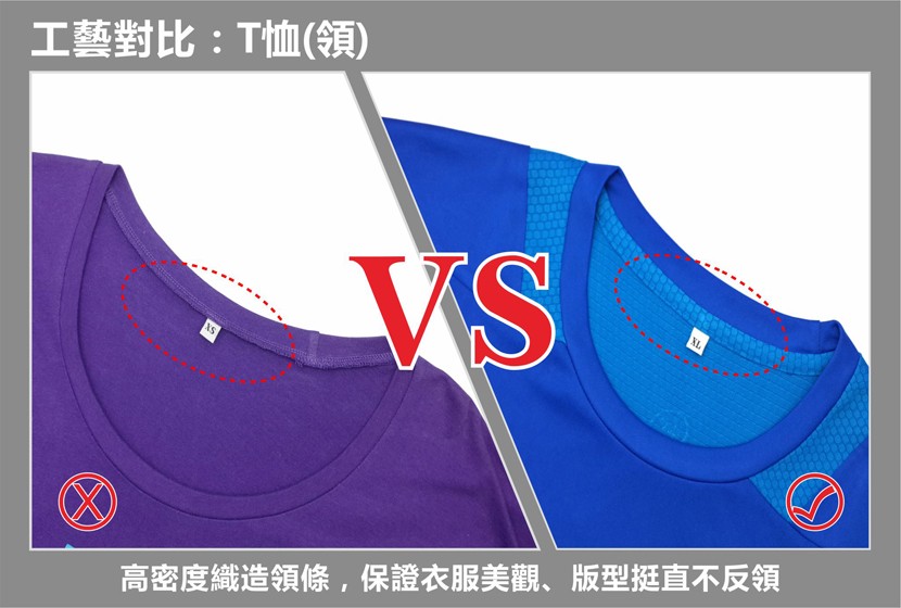 工藝對比:T恤(領)