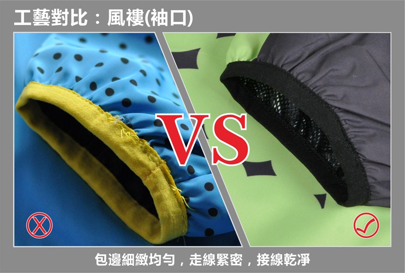 工藝對比:風褸(袖口)