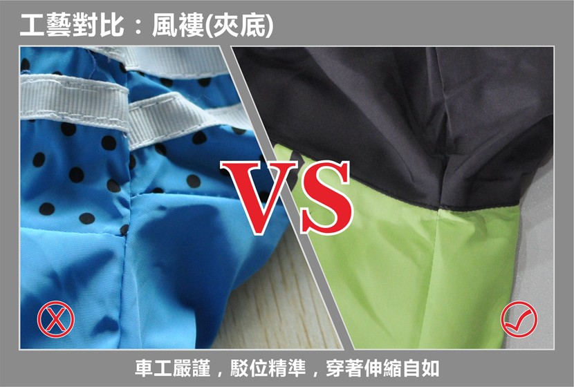 工藝對比:風褸(夾底)