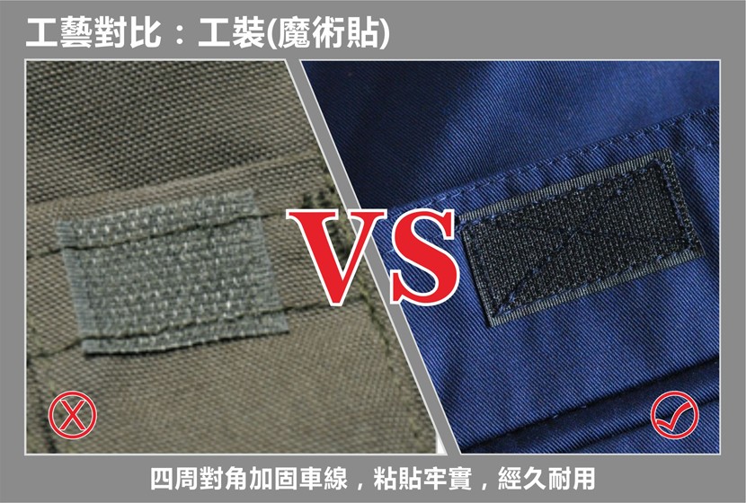 工藝對比:工裝(魔術貼)