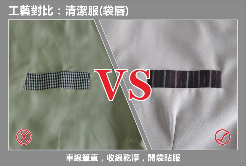 工藝對比:清潔服(袋唇)